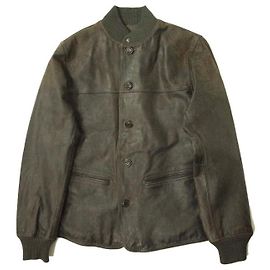 Ralph Lauren RRL Leather Car Coat Cowhide Jacket Dark brown