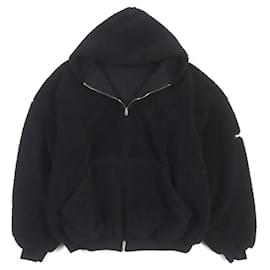 Balenciaga-Balenciaga Zip-Up Hoodie Fleece Jacket Black-Black