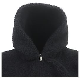 Balenciaga-Balenciaga Zip-Up Hoodie Fleece Jacket Black-Black