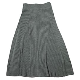 Ralph Lauren-Polo Ralph Lauren Ribbed Merino Wool Skirt-Brown