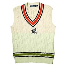 Ralph Lauren-Ralph Lauren Cotton Cricket Vest Sweater-Cream