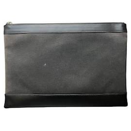 Balenciaga-Balenciaga Canvas Leather Clutch Bag-Black