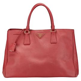 Prada-Prada Saffiano Triangle Logo Handbag Red-Red