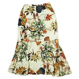 Autre Marque Saia peplum em algodão e linho com estampa botânica S Bege Bege