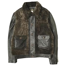 Ralph Lauren-RRL GRIZZLY JACKET Leather Jacket-Dark brown