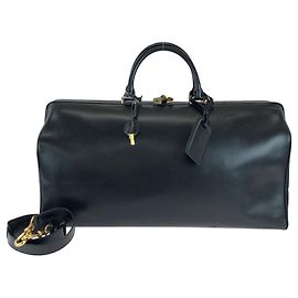 Céline Celine Vintage Leather Boston Bag 2way Black