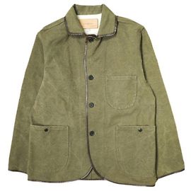 Autre Marque ARTS＆CRAFTS x KENNETH FIELD x BEAMS PLUS Outfitters Jacket Aging Canvas Leather Jacket Olive green