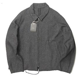 Autre Marque Cotton Wool Tweed Drop Collar Blouson Jacket Brown