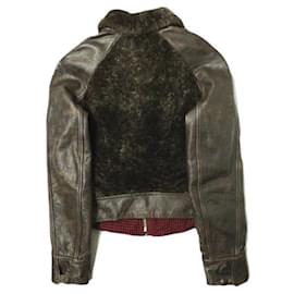 Ralph Lauren-RRL Shearling & Leather Jacket-Dark brown
