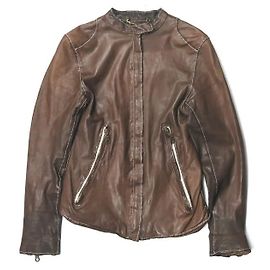 Autre Marque sisii Cow Leather Riders Jacket XXS Brown Brown