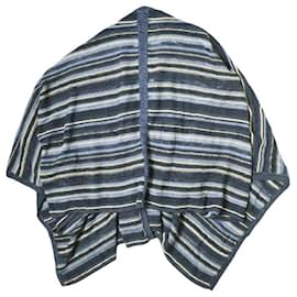 Ralph Lauren-Ralph Lauren Purple Label Linen Silk Knit Poncho Cardigan XS-S-Navy blue