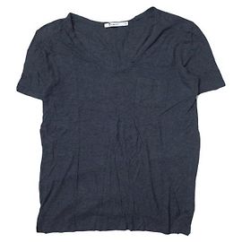 Camiseta de viscose com decote em U e bolso T by ALEXANDER WANG Azul marinho