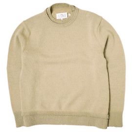 Autre Marque Pull à col rond en coton, lin et laine avec patchs aux coudes Maison Margiela Beige