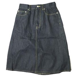 Autre Marque Saia de denim selvedge com pregas traseiras indigo Azul