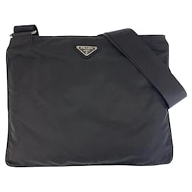 Prada-Prada Nylon Tessuto Triangle Logo Shoulder Bag-Black