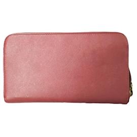 Prada-Prada Saffiano Leather Zip Around Wallet-Pink