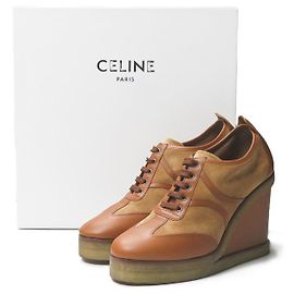 Céline Scarpe con lacci a zeppa MANON in pelle scamosciata Celine Marrone
