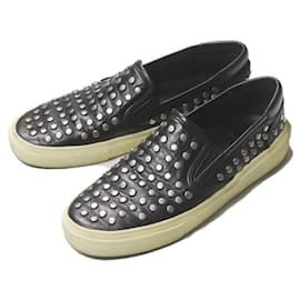 Chaussures en cuir à enfiler argentées à clous Yves Saint Laurent Autre