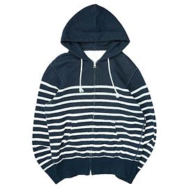 Autre Marque Moletom com capuz zíper Loopwheeler azul marinho Azul marinho