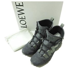Loewe Suede Trimmed Hiking Boots Brown