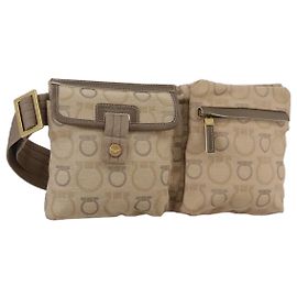 Salvatore Ferragamo Waist bag Canvas Beige Auth ti2497 Beige
