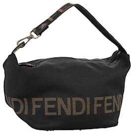 Fendi-FENDI Hand Bag Canvas Black Auth 106592-Black