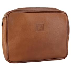 Autre Marque-Burberrys Clutch Bag Leather Brown Gold Auth ti2491-Brown,Golden