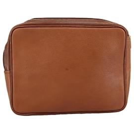 Autre Marque-Burberrys Clutch Bag Leather Brown Gold Auth ti2491-Brown,Golden