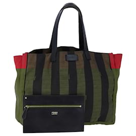 Fendi-Sac à épaule en toile Pecan FENDI marron noir Auth yk16282-Marron,Noir