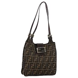 Fendi-FENDI Zucca Canvas Shoulder Bag Brown Auth 104730-Brown