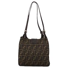 Fendi-Sac à épaule en toile Zucca FENDI marron Auth 104730-Marron