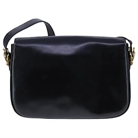Céline-CELINE Shoulder Bag Leather Black Gold Auth 104448-Black,Golden