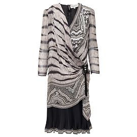 Autre Marque Vestido transpassado de seda Ematite cinza Cinza