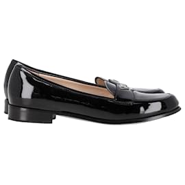 Prada- Prada Logo Plaque Loafers in Black Patent Leather-Black