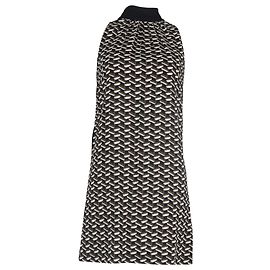 Prada Vestido Mini Estampado com Laço Traseiro em Viscose Multicolorida Multicor