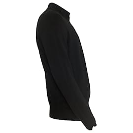 Stone Island-Stone Island Rib Knit Zip Sweater in Black Wool-Black