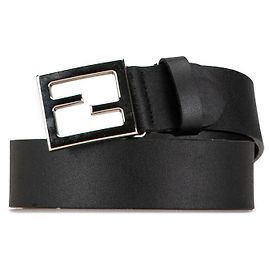 Fendi Ledergürtel mit schwarzer Logo-Schnalle Schwarz