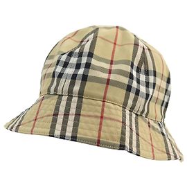 Burberry Nylon Nova Check Bucket Hat Beige L Brown Beige