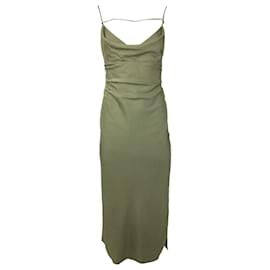 Jacquemus-Jacquemus L'Année 'la Dressing Gown Adour' Maxi Dress in Green Viscose-Green
