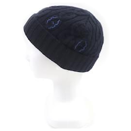 Hermès-Hermes Cashmere Lamb Leather Knit Cap M-Blue