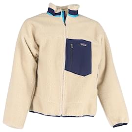 Autre Marque-Patagonia Zip-Up Shearling Jacket in White Recycled Polyester-White,Cream