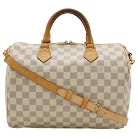 Louis Vuitton-Louis Vuitton Damier Azur Speedy Bandouliere 30 Handbag N41373-Brown,Beige