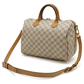 Louis Vuitton-Louis Vuitton Damier Azur Speedy Bandouliere 30 Handbag N41373-Brown,Beige