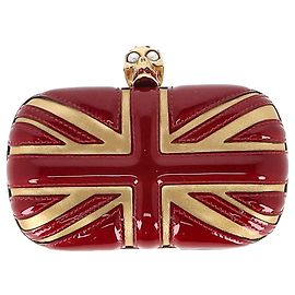 Alexander McQueen Britannia Skull Box Clutch Bag in Red Patent Leather  Red Dark red