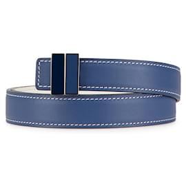 Hermès-Hermes Belt Blue Brighton White Leather-Blue
