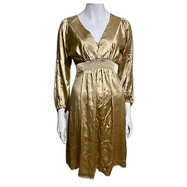 Joseph Vestido de seda dourada com mangas de bispo. Dourado