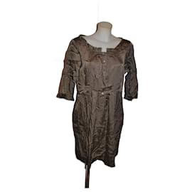 Vestido Aspesi de cupro e algodão cáqui Caqui