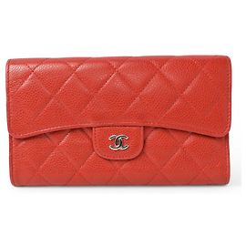 Chanel Caviar Skin Trifold Wallet A31506 Red