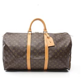 Louis Vuitton-Louis Vuitton Monogram Keepall 55 Boston Bag M41424-Brown