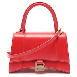 Balenciaga-Balenciaga Hourglass Leather Handbag Red-Red
